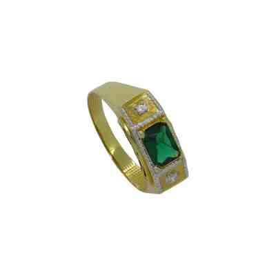 Anel de formatura de ouro 18k com jade sintético e safira branca 7,76mm